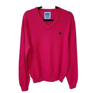 Express Men’s Large Red Cotton V-Neck Sweater Long Sleeve Holiday Pullover